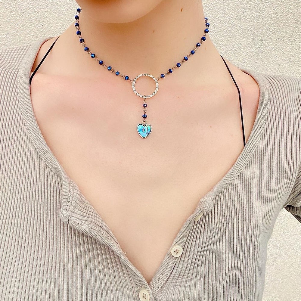 Handmade Beaded Necklace With Abalone Pendant
